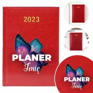 Kalendarz Planer A5 2023 RED Subtelne Wzory IMIĘ