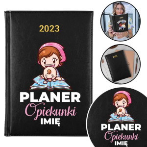 Kalendarz Planer CZARNY A5 2023 DLA OPIEKUNKI IMIĘ