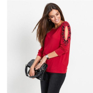 Bonprix Sweter Pullover Odkryte Ramiona Zdobienie Cyrkonie 40-42 910918