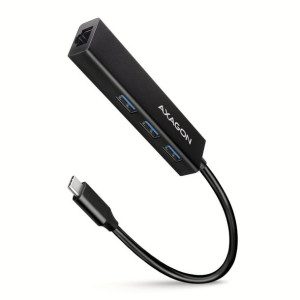 Karta sieciowa, hub metalowy HMC-GL3A 3x USB-A + GLAN, USB 3.2 Gen 1, 20 cm