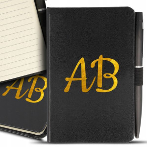 Notes + Długopis Czarny GOLD Złote TWOJE INICJAŁY