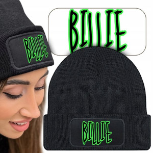 Zimowa Wygodna Czapka Czarna BILLIE EILLISH Wzory