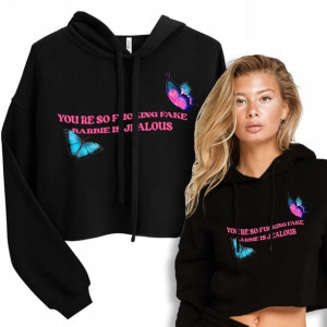 Wygodna Krótka Cropped Bluza FUCKING FAKE Wz - L