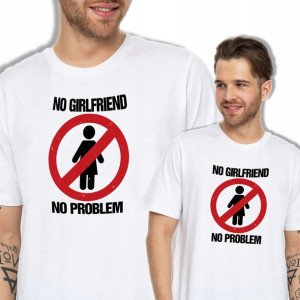 Koszulka Męska Biała Prezent NO GIRLFRIEND Wzory L