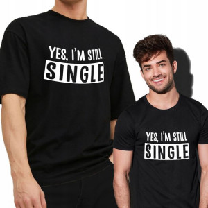 Koszulka Męska Black YES I'M STILL SINGLE Wzory S