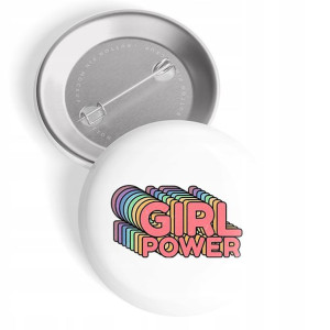 PRZYPINKA 44 mm BUTTON GIRL POWER Feminist Wzory