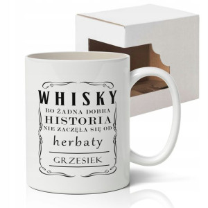 BIAŁY KUBEK wzór WHISKY 01 prezent +Twoje imię