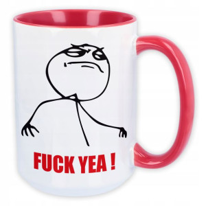 DUŻY Kubek Czerwony XXL 440 ml Prezent F*CK YEA!