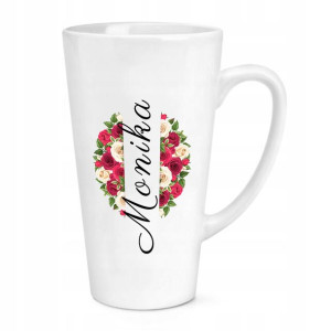 KUBEK BIAŁY LATTE DUŻY imię MONIKA prezent +gratis