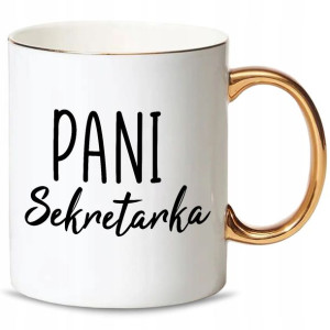 KUBEK Złoty Prezent dla PANI SEKRETARKI Wzory MiX
