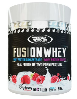 Fusion Whey białko odżywka 50/50 WPI WPC Real Pharm 600g MALINA