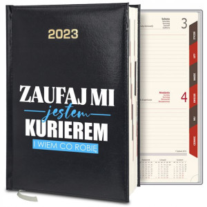 Kalendarz Czarny A5 2023 Prezent DLA KURIERA WZORY