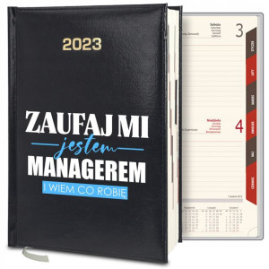 Kalendarz Czarny A5 2023 Prezent MENAGERA WZORY
