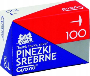 Pinezki klasyczne GRAND srebrne 100 szt.