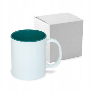 Kubek ceramiczny biały z zielonym wnętrzem 330ml