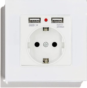 Gniazdko Ścienne Prądowe z 2x Portami USB