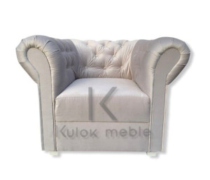 Fotel Chesterfield klasyczny wypoczynkowy do salonu pikowany beżowy