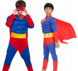 Superman Z Mięśniami Kostium Strój Z Maską 134/140