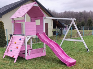 Plac zabaw drewniany domek dla dzieci   KOMPLETNY ZESTAW