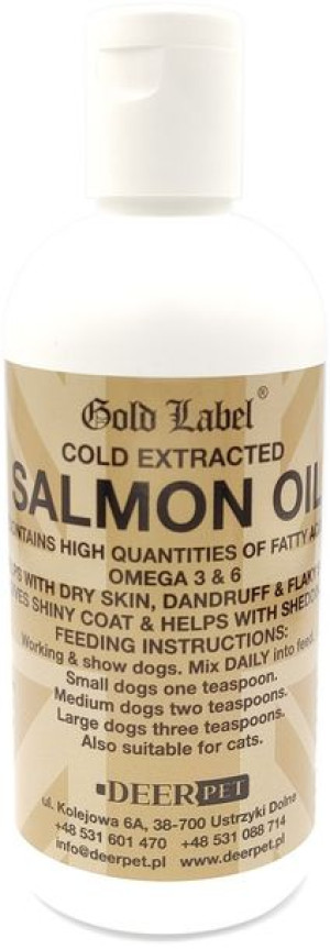 Olej z łososia dla psów SALMON OIL 250 ml GOLD LABEL