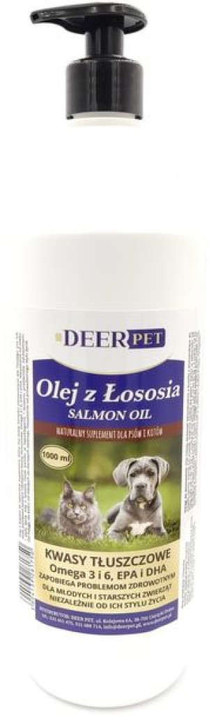 Olej z łososia Salmon Oil dla psów i kotów 1000 ml DEER PET
