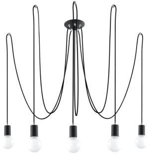 Lampa wisząca EDISON Czarna Pająk Loft 5x E27