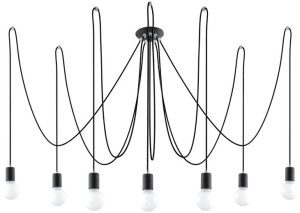 Lampa wisząca EDISON Czarna Pająk Loft 7x E27
