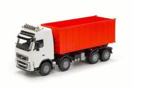 Emek 20852 Volvo FH16 białe hakowiec z kontenerem wysokim czerwonym