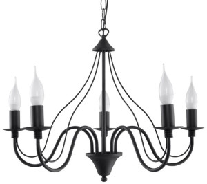 Klasyczny żyrandol MINERWA 5 czarny świeca E14 lampa wisząca nad stół salon