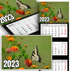 Piękny Trójdzielny Kalendarz 2023 NATURA MOTYLE Wz