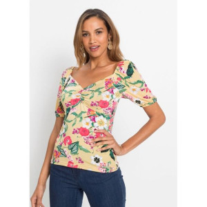 Dopasowana Bluzka W Kwiaty Z Marszczeniami 48-50 935885