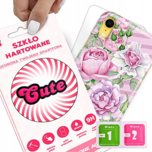 Etui + Szkło do iPHONE XR Flower Kwiatowe Wzory