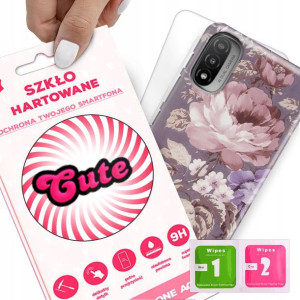 Etui + Szkło do MOTOROLA E20 Flower Kwiatowe Wzory