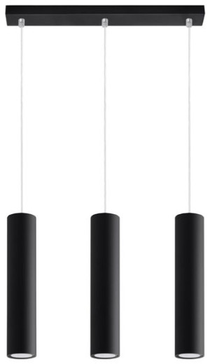 Zwis czarny lampa wisząca LAGOS 3 tuba walec loft salon jadalnia