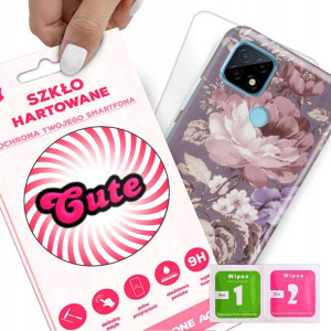 Etui + Szkło do REALME C21 Flower Kwiatowe Wzory
