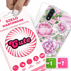Etui + Szkło do SAMSUNG A01 Flower Kwiatowe Wzory