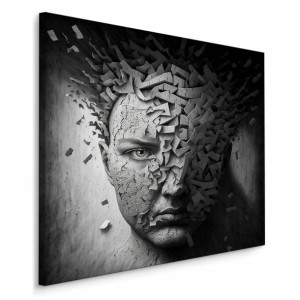 Obraz Na Płótnie Canvas ABSTRAKCJA Twarz Beton Efekt 3D Portret 30cm x 30cm