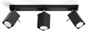 Czarny plafon MERIDA 3 Halogen spot kwadrat