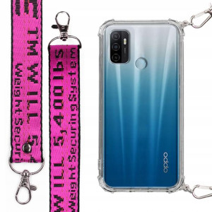 Etui Antishock + Mocna Smycz Fuksja do OPPO A32