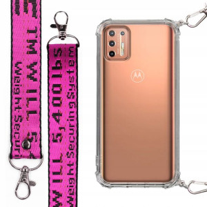 Etui Antishock + Smycz Fuksja do MOTOROLA G9 PLUS