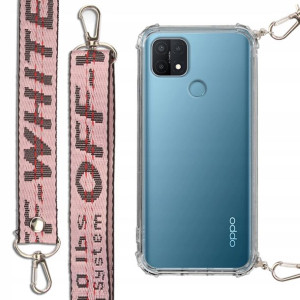 Etui Antishock + Smycz Róż do OPPO A15S Case Mocna