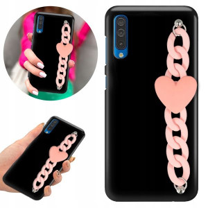 Etui BLINK Matowe Czarne Łańcuszek do SAMSUNG A30s