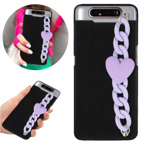 Etui BLINK Matowe Czarne Łańcuszek do SAMSUNG A80