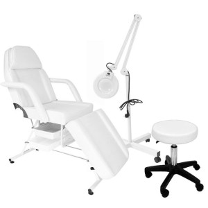 Fotel Kosmetyczny Z Kuwetami + Lampa Lupa+taboret