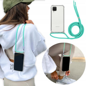 Etui Case Crossbody do SAMSUNG A12 Turkus Sznurek