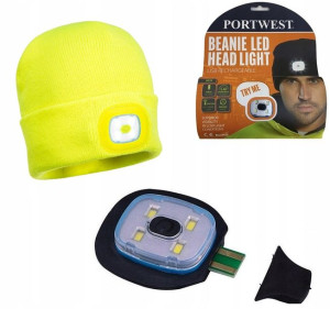 Czapka Zimowa z Lampką Latarką LED Ładowanie USB