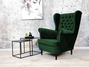 Fotel Uszak Styl Chesterfield Głęboki Pik Cleanabo