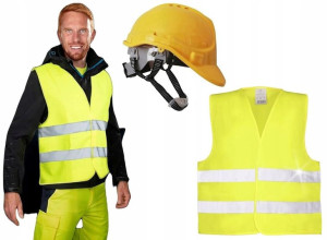 Kask Roboczy Ochronny+Kamizelka Ostrzegawcza Ardon