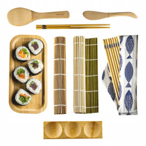 ZESTAW DO SERWOWANIA SUSHI bambus pałeczki 11 el.