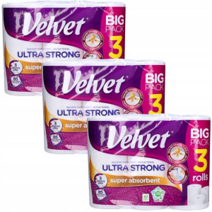 Velvet ręczniki papierowe Ultra Strong 9 rolek, 3W